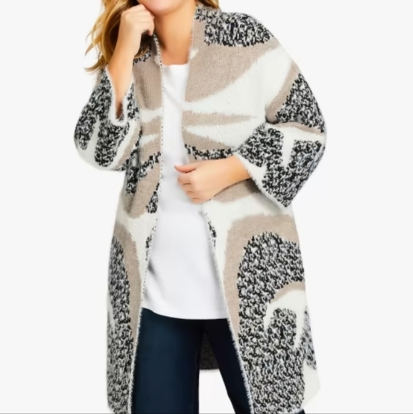 City Chic Aveology Laila Open Front Coatigan Sweater - Picture 5 of 15